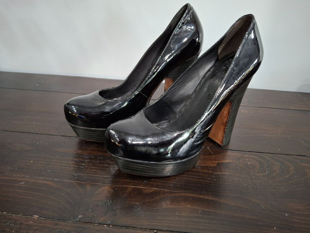 Alice + Olivia Ronan Black Patent Leather Platform Pumps/Pre-owned, Sz. 8 (US) 3