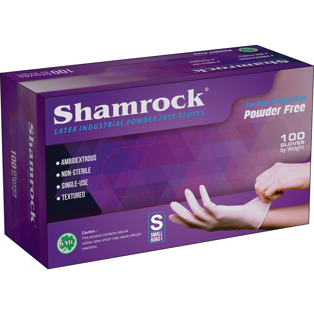 Shamrock Powder Free Textured Latex Industrial Gloves Size S