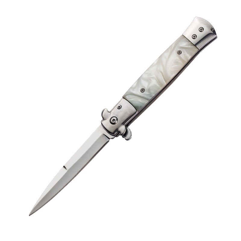 Tactical Stainless White Assisted Open Blade Folding Pocket Stiletto Knife 1PCS