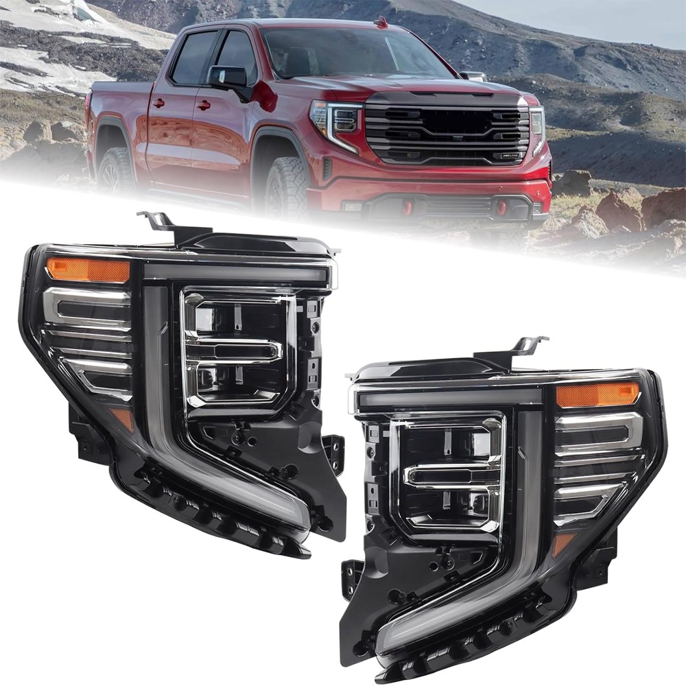 For 2022-2025 GMC Sierra 1500 SLT Denali Full LED Headlights Pair Left+Right