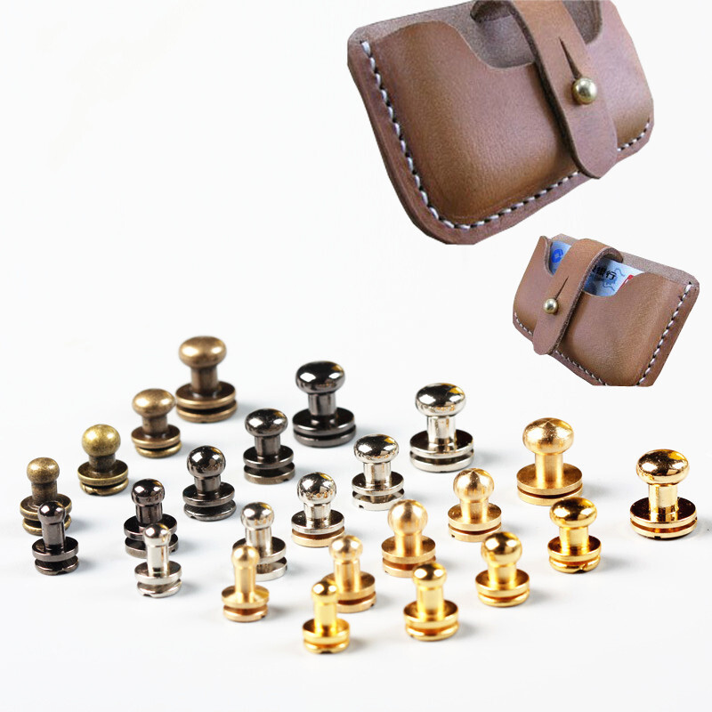 10Set Brass Cap Round Rivets Rapid Studs Leather Craft Garment Shoe Solid Decor
