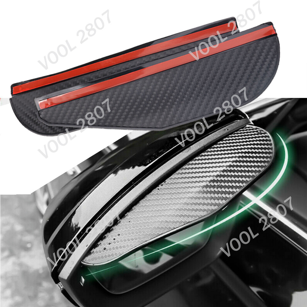 2pcs Carbon Fiber Style Black Mirror Rain Visor Guard For Car Auto Accessories