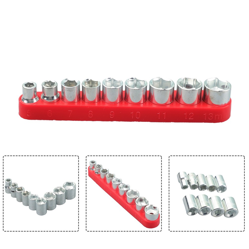 9pcs 1/4Inch Drive 5-13mm Hex Bit Metric Socket Wrench Head Nut Removal Tools,UK