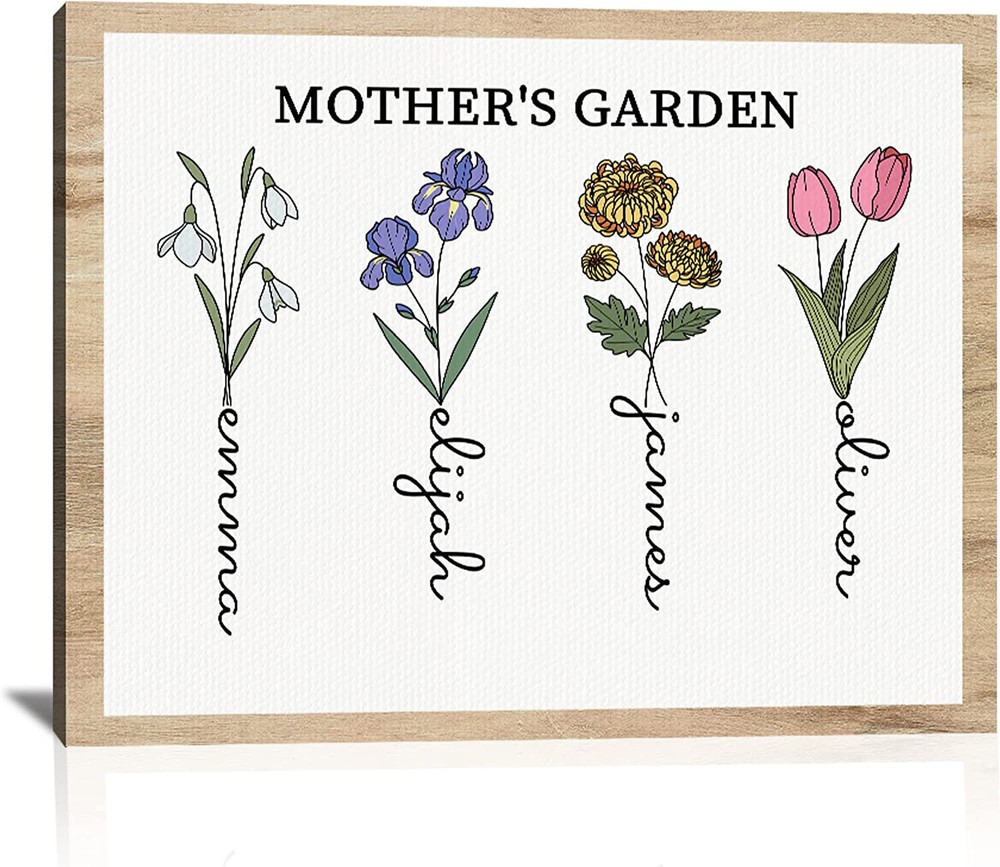 Mothers Day Gift Unique for Mom, Birth Month Flower Mothers Garden Canvas Poster-image