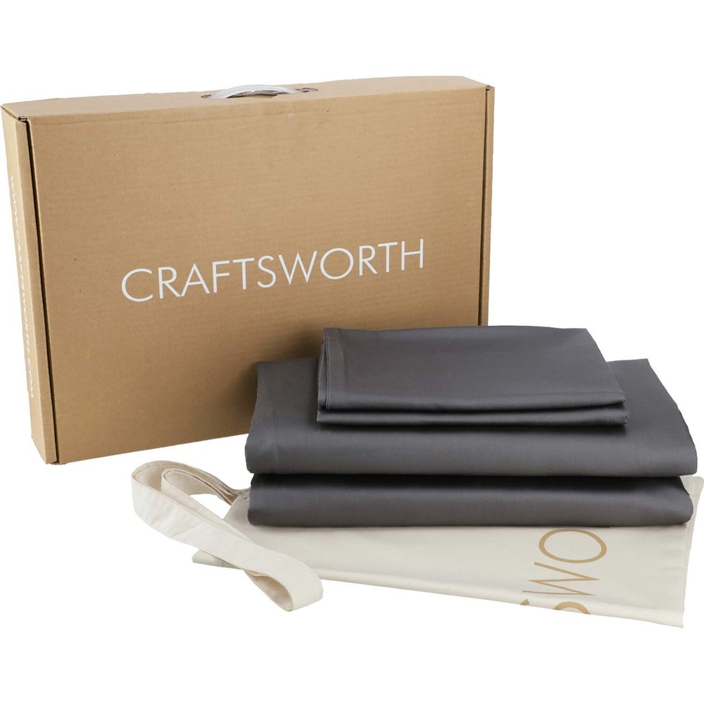 100% Egyptian Cotton Sheets King 4 Piece Set Charcoal grey Extra Deep Pocket ...