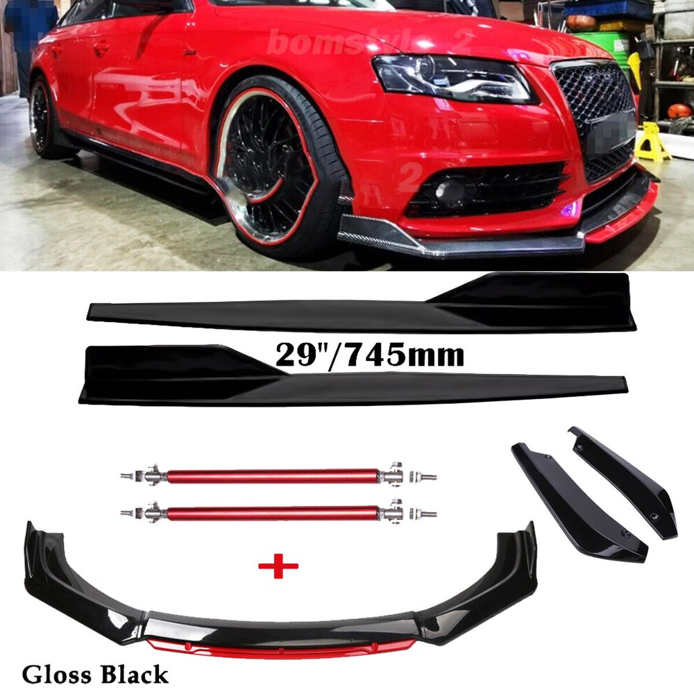 Front Bumper Lip Spoiler Splitter Rear Lip Side Skirt For Audi A4 B8 B9 S4 Sedan