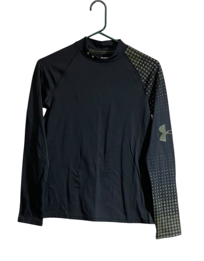 Under Armour Cold Gear Black Mock Neck Long Sleeve Base Layer Shirt Youth XL