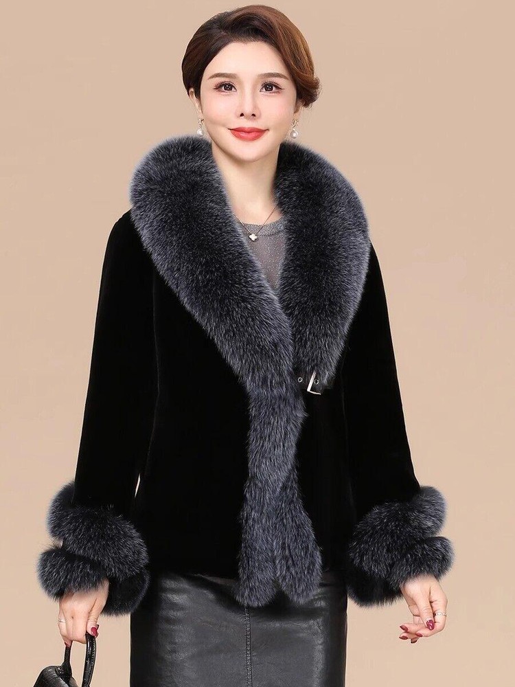 Luxury Womens Faux Mink Fur Slim Coat Winter Warm Short Overcoat Party Outwear