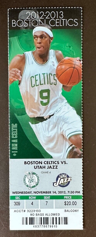 Boston Celtics 11/14/2012 NBA ticket stub vs Utah Jazz