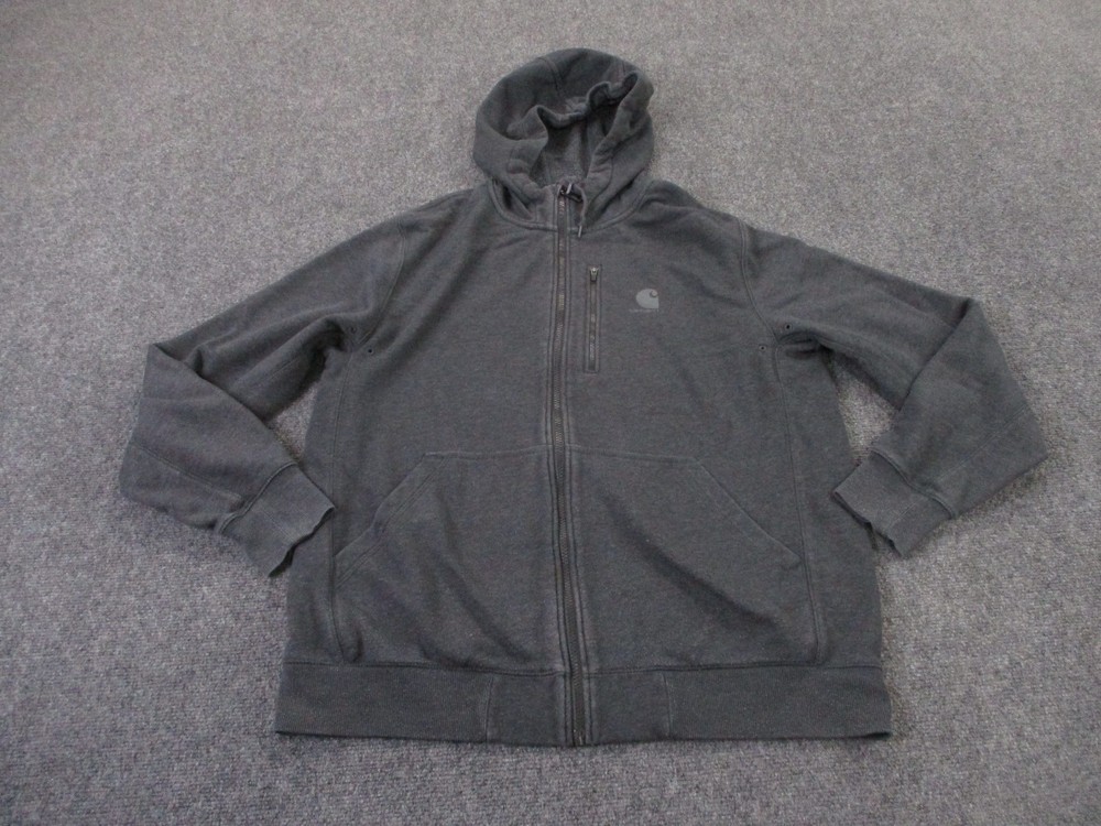 Carhartt Jacket Men L Gray Relaxed Outdoor Work Force Hiking Hoodie Lightweight