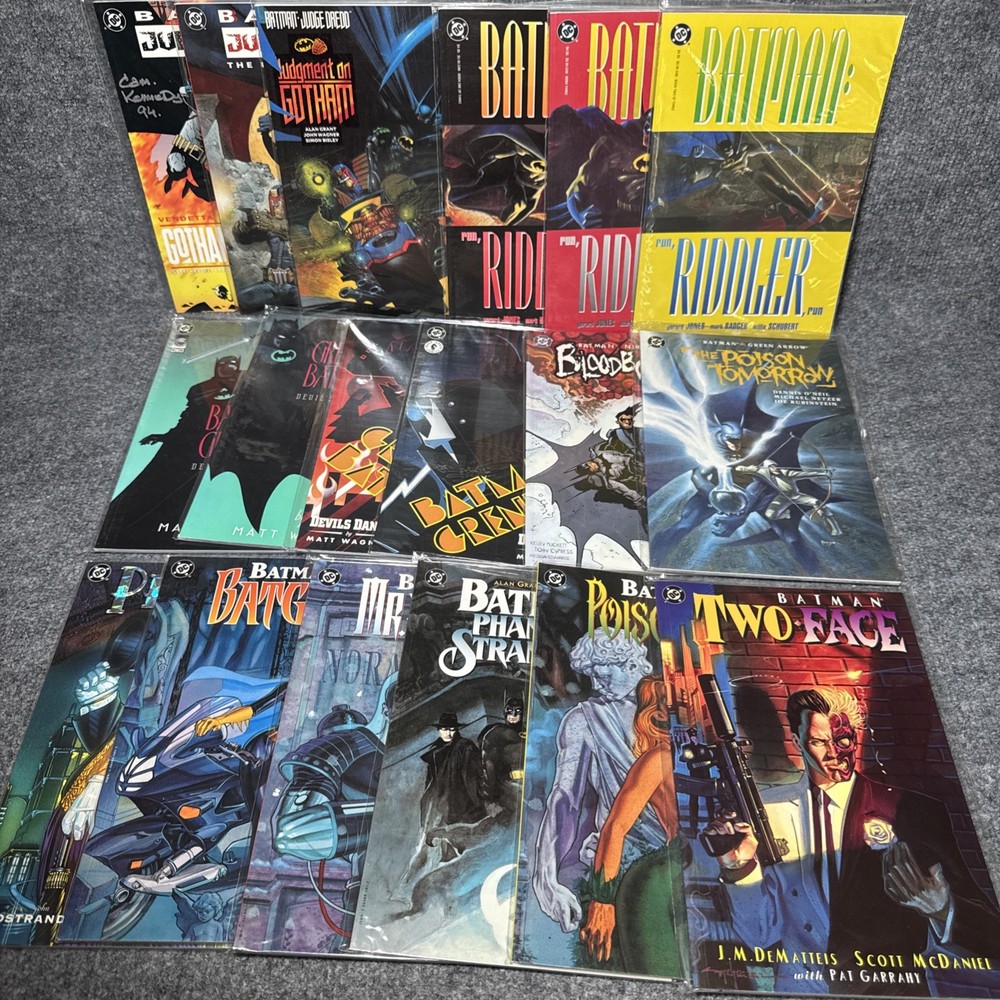 Lot of 18 Batman TPB Novels Judge Dredd Grendel & Villains DC Riddler Ivy Freeze