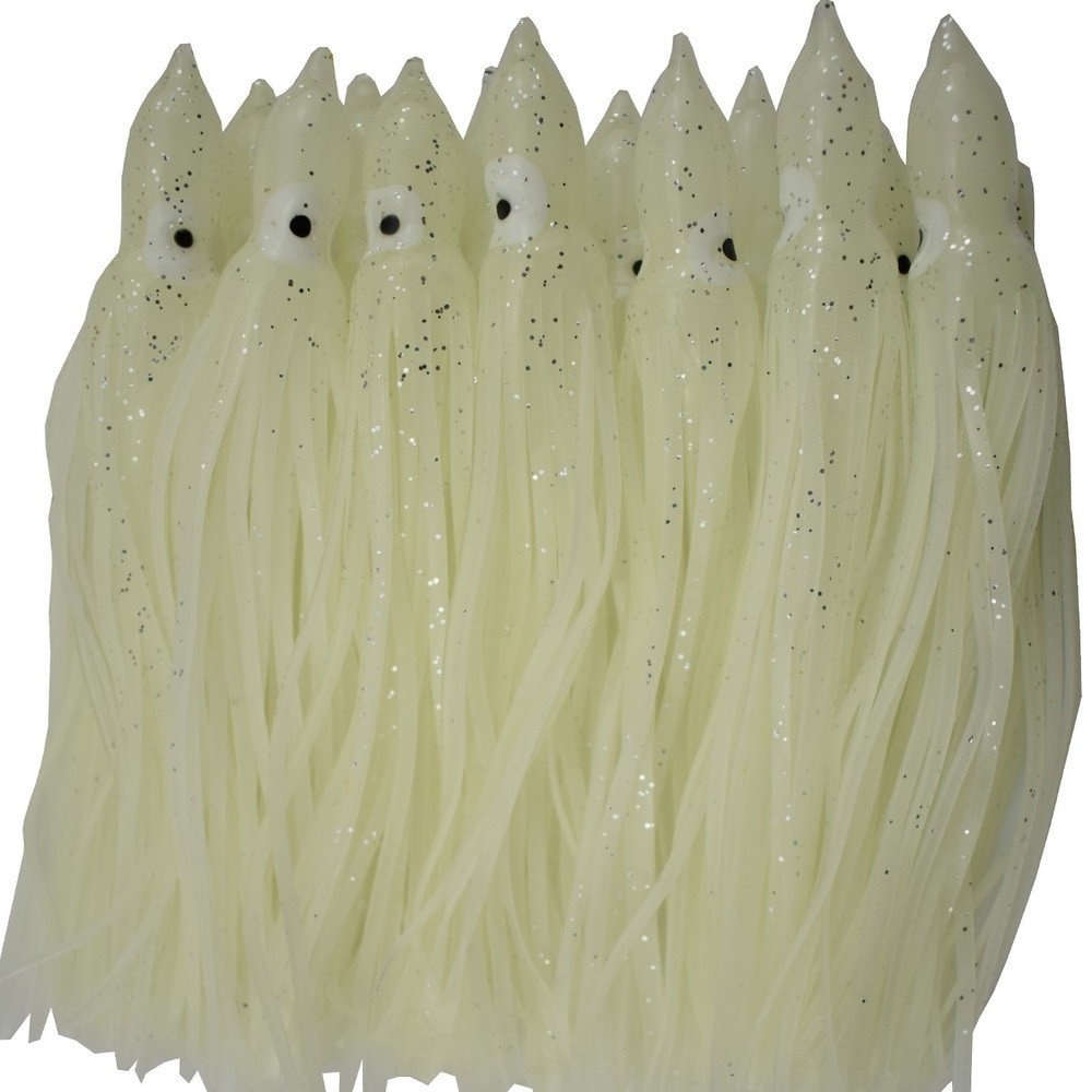 50X Glow Octopus Squid Skirt Luminous Soft Lure Hoochies Bait Fishing Lure 9cm