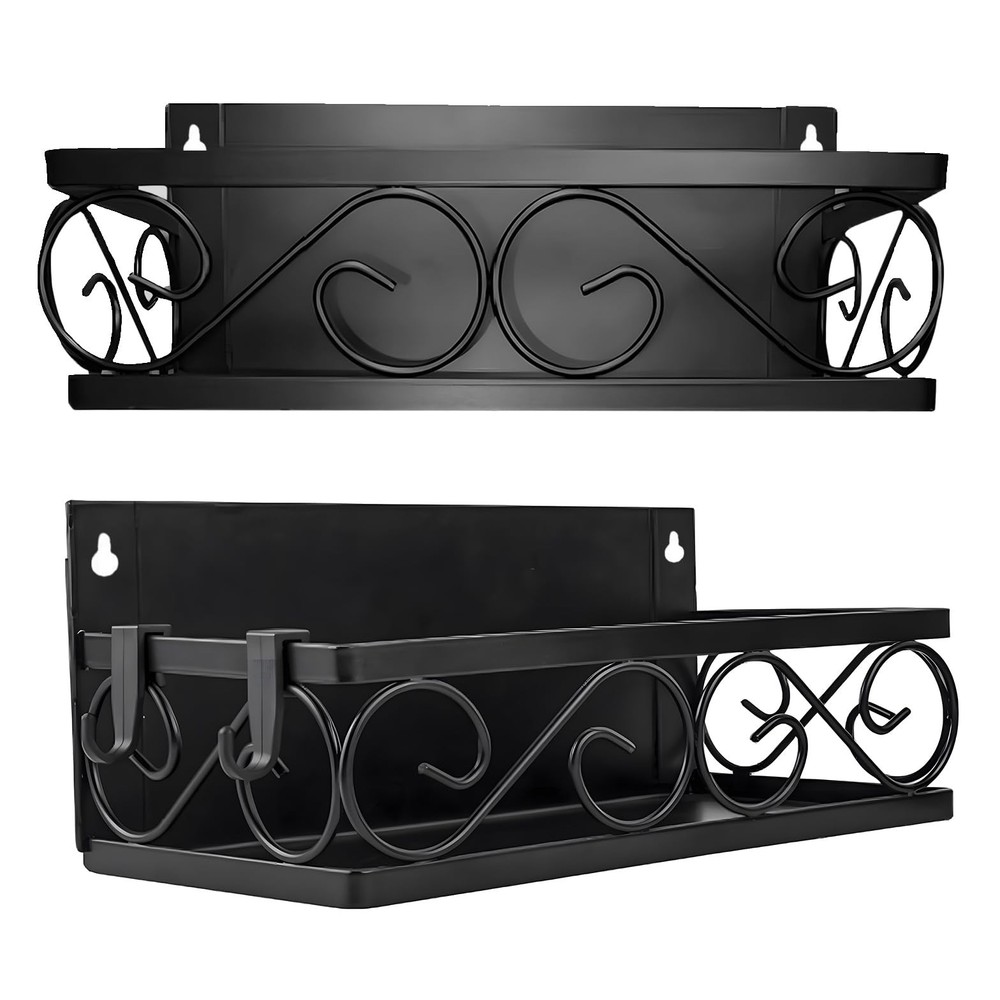 Magnetic Spice Rack with Strong Wall Mount & 4 Removable Hooks