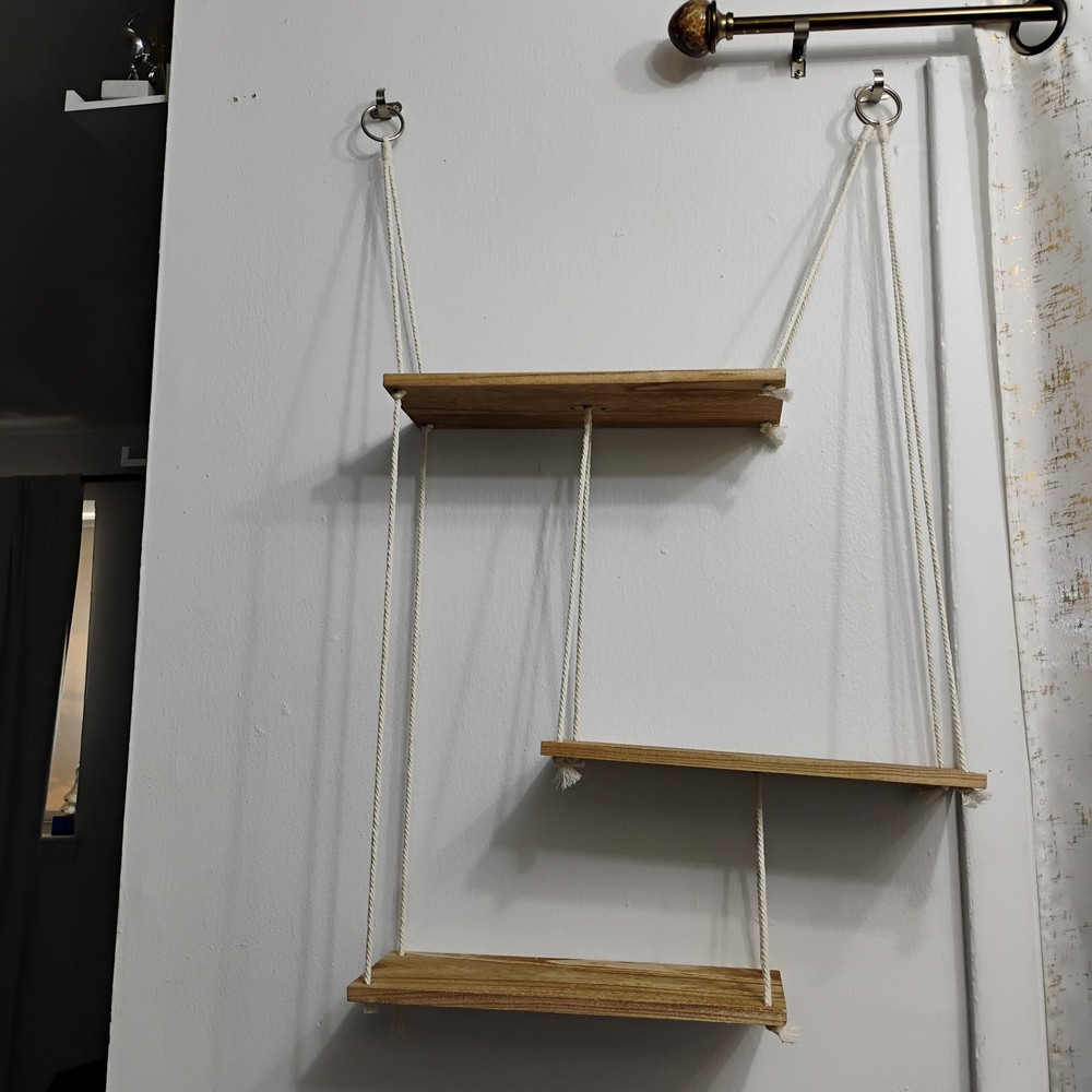 Hanging Shelves for Wall - 3 Tier Boho Wall Decor Hanging Floating Plant Shelf