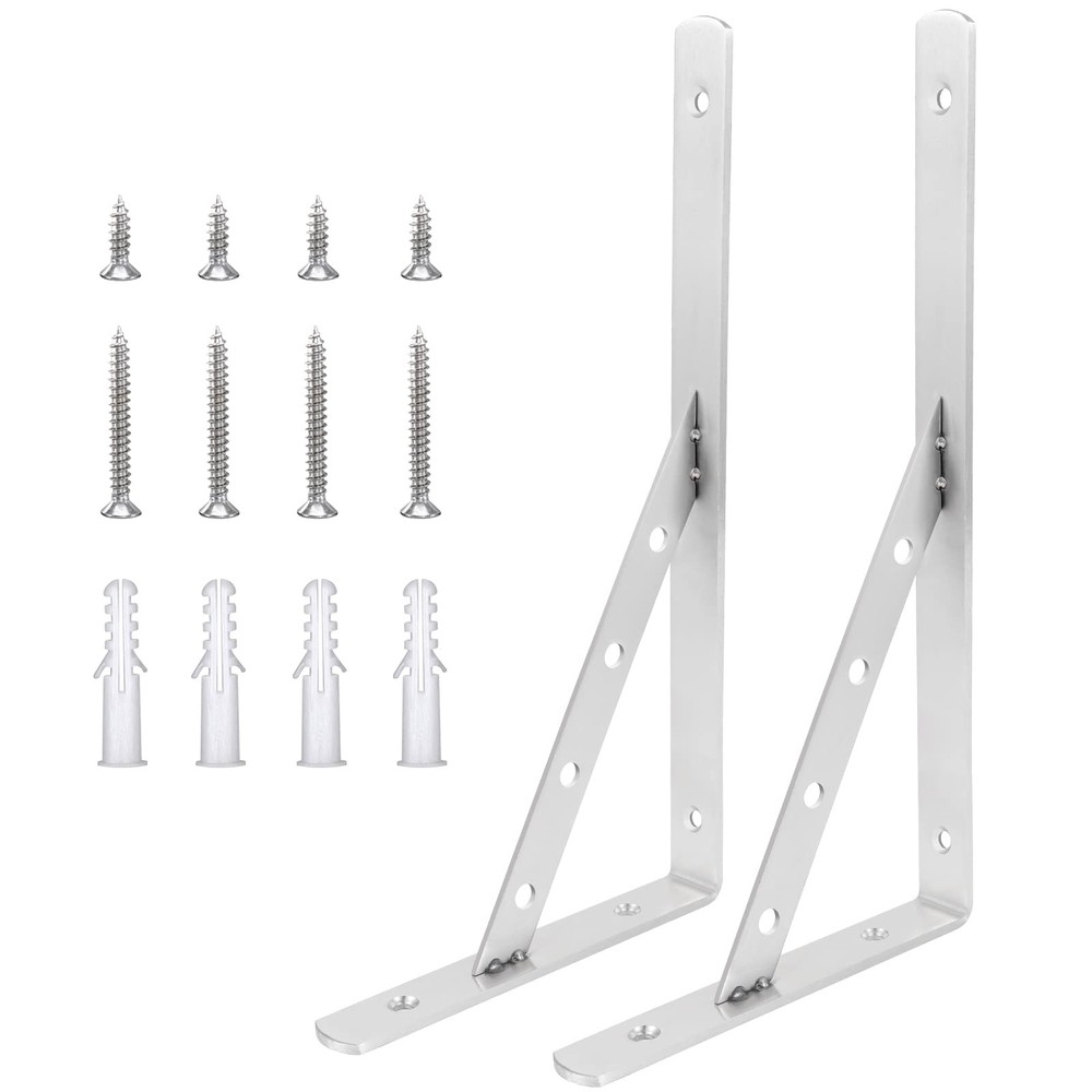 12 Inch Heavy Duty Stainless Steel L Shelf Brackets for Solid Support