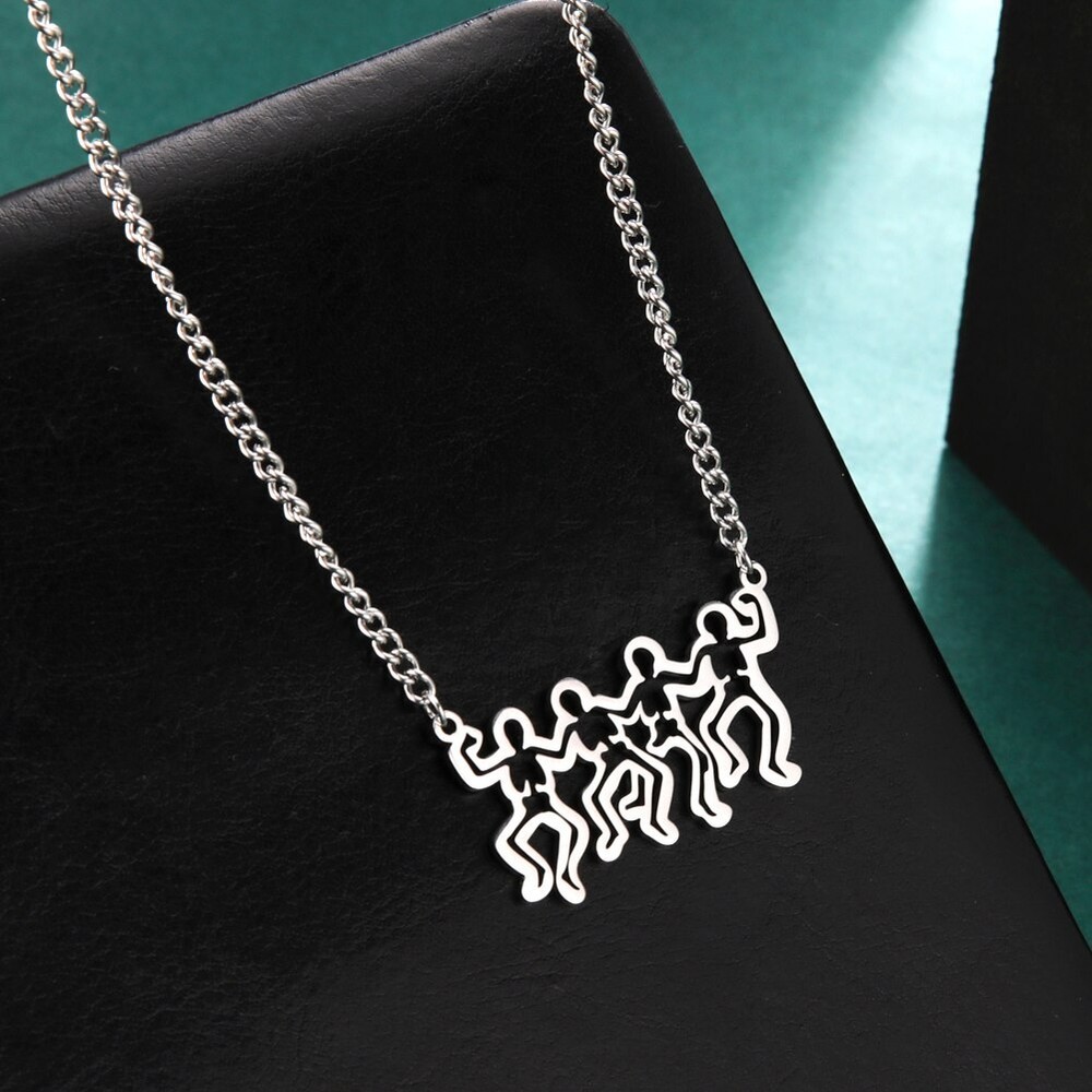 Openwork Dancing Quadruple Pendant Necklace for Men Women Fashion Jewelry