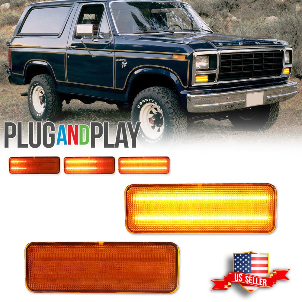 80-86 Ford Bronco F150 F250 F350 Sequential Amber LED Turn Signal Parking Lights