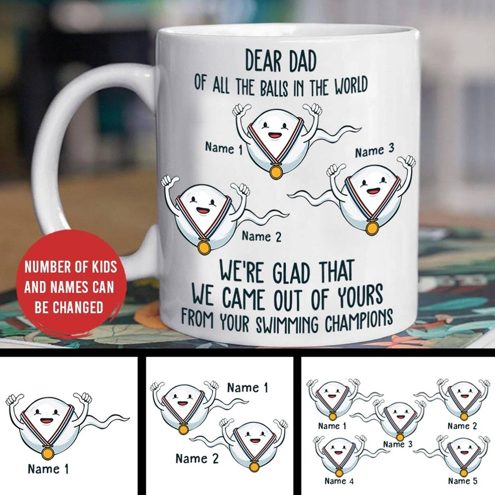 Dad's Swimming Champion Personalized Mug Funny Custom Mug For Daddy Of All The
