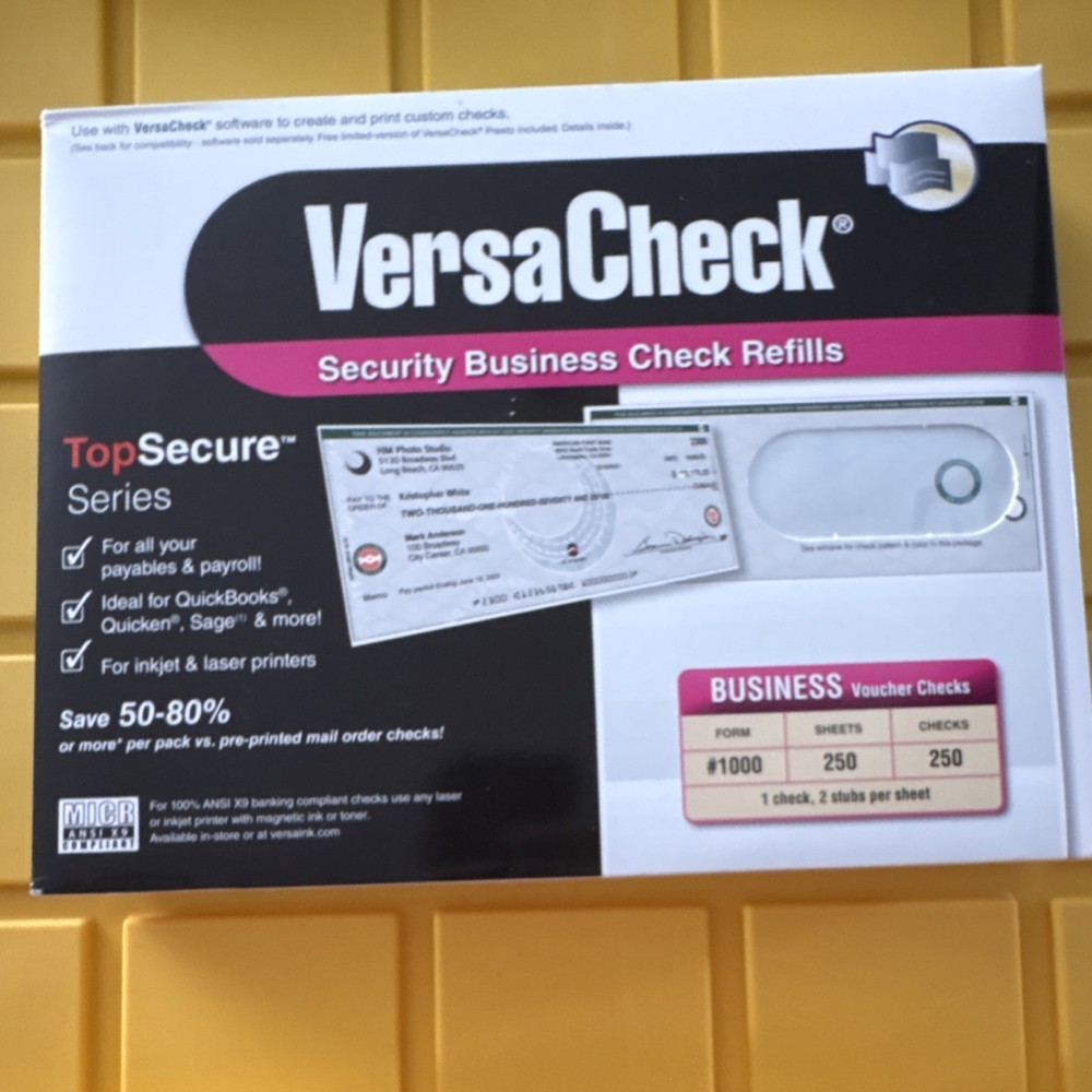 VersaCheck TopSecure Series Business Voucher Checks #1000 250 Sheets-image