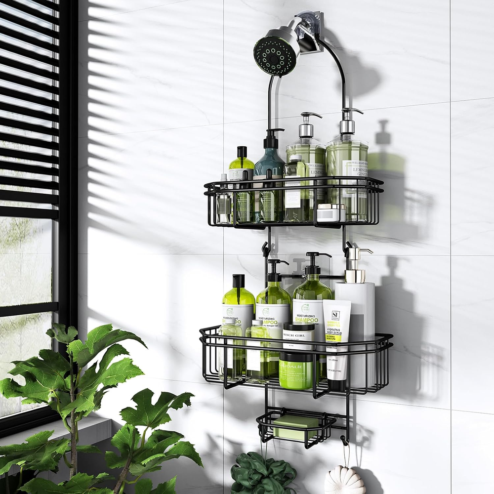 Hanging Shower Caddy over Shower Head Organizer: Stainless Rustproof Bathroom Sh