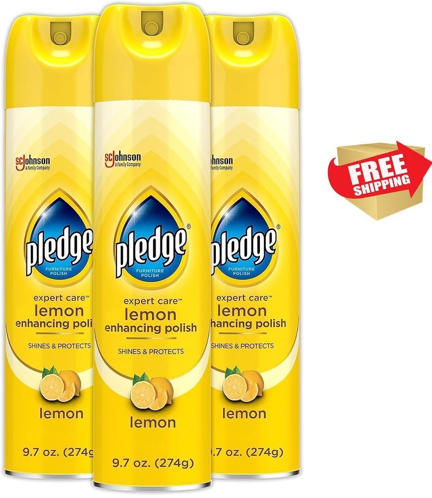 Pledge Lemon Scent Wood Polish Spray 9.7oz 3-Pack