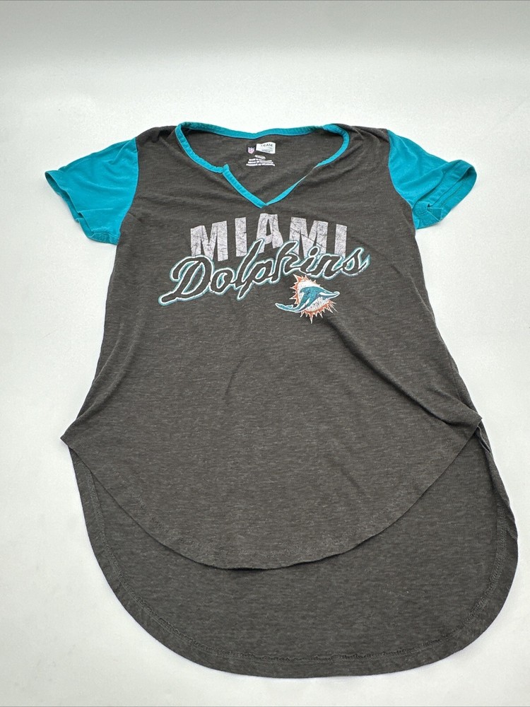 Miami Dolphins Team Apparel T-Shirt Women Small Graphic Print Notched..#21316