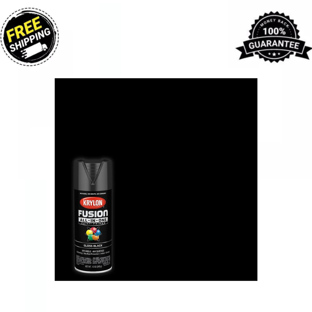 12 Oz Krylon Fusion All-In-One Spray Paint for Indoor/Outdoor Use, Gloss Black