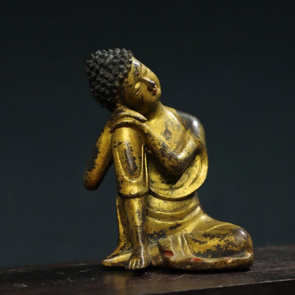 6.3 Antique Tibetan Bronze Gilt Shakyamuni Buddha Temple Statue