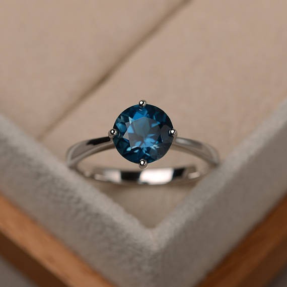 2.00 Ct Natural Blue Topaz Diamond Engagement Proposal Ring 14K Solid White Gold
