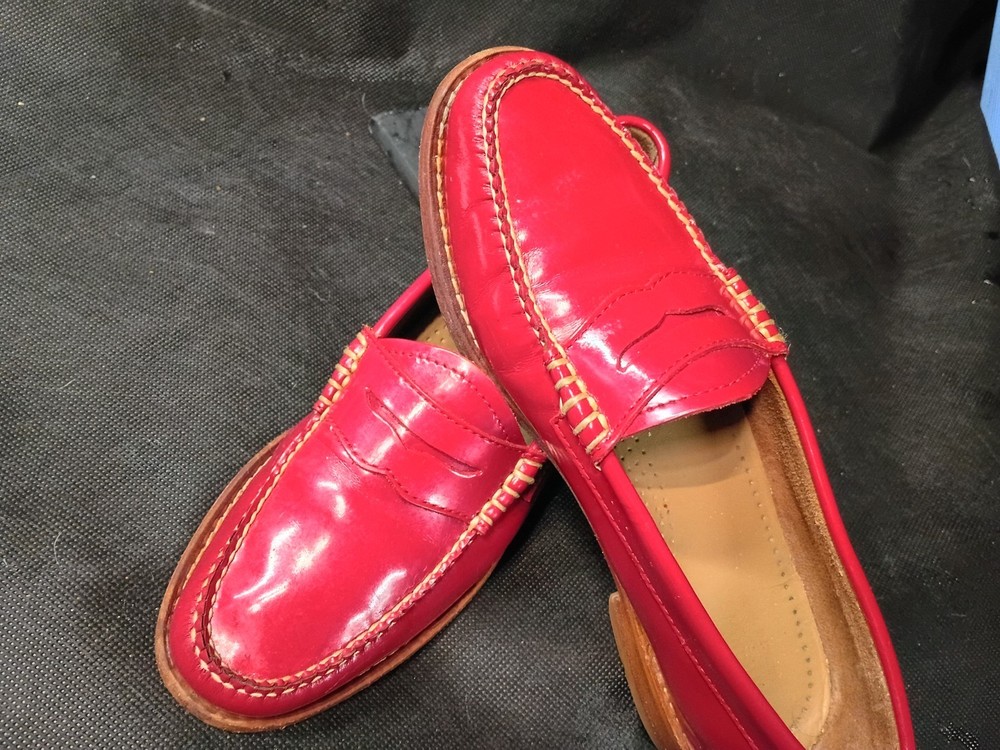 Red Leather Penny Loafer Cushioned Lined Women's  Handcrafted 6.5 M