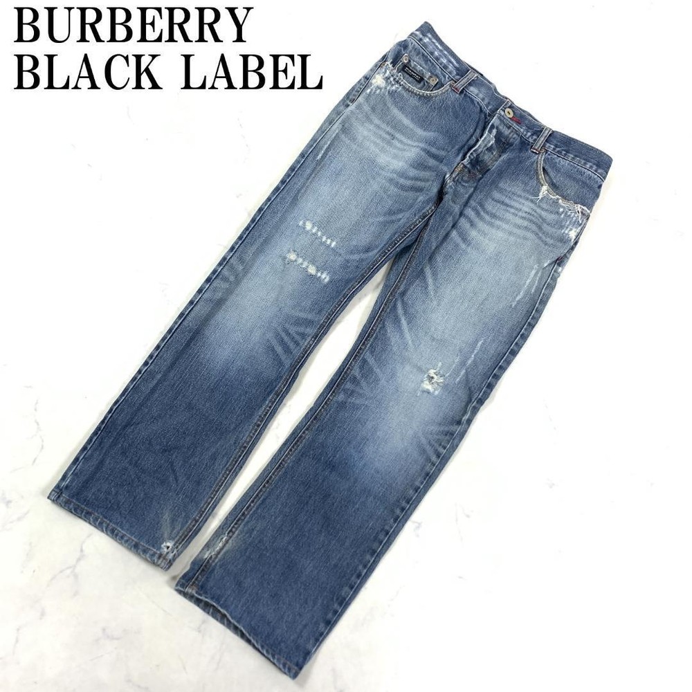 Burberry Black Label LA3960 Distressed Denim Pants Blue 76 F/S from Japan