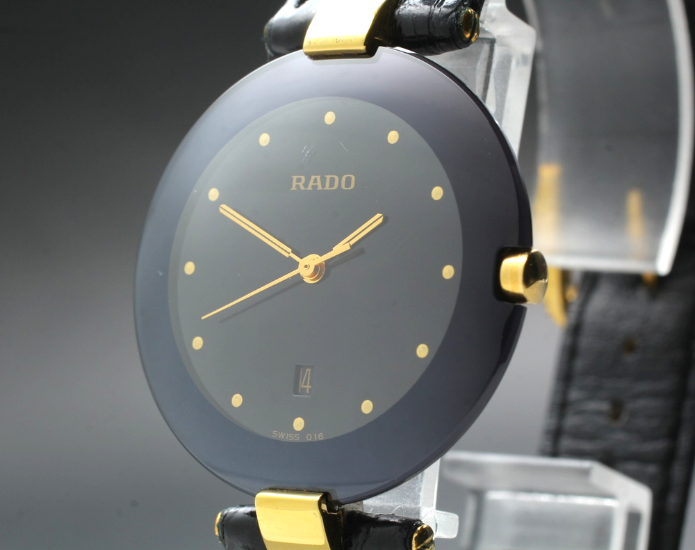 [Near MINT] RADO 129.4075.4N 33mm Black Dial Date Quartz Men's Watch From JAPAN