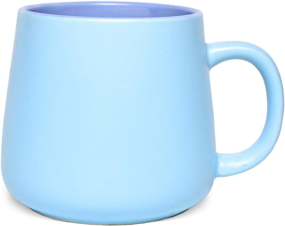 Matte Ceramic Coffee Mug, Blue Tea Cup for Office and Home, 15 Oz, Dishwasher an