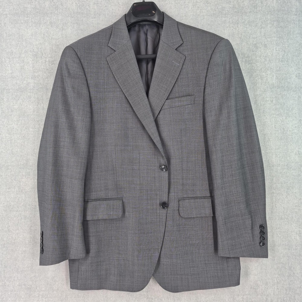 Peter Millar Mens Blazer 42R Sport Coat Two Button Jacket 100% Wool Gray Solid