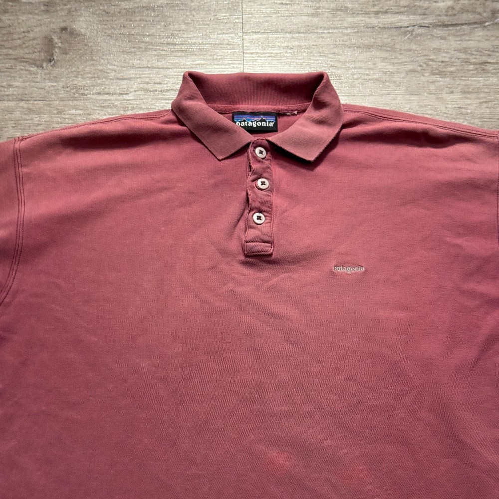 Vintage Patagonia Polo Shirt Mens XL Red Knit Organic Cotton Outdoors 90s Hike