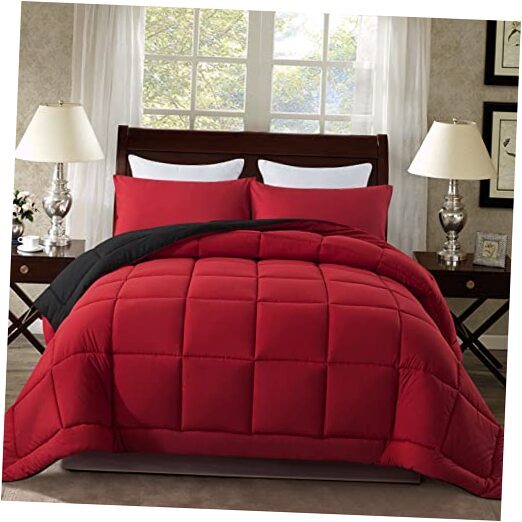 Comforter Set -All Season Bedding Comforters Sets with 2 Queen Red/Black