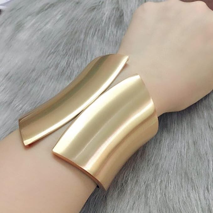 Vintage Silver Gold Plated Metal Hinged Opening Fashion Cuff Bangle