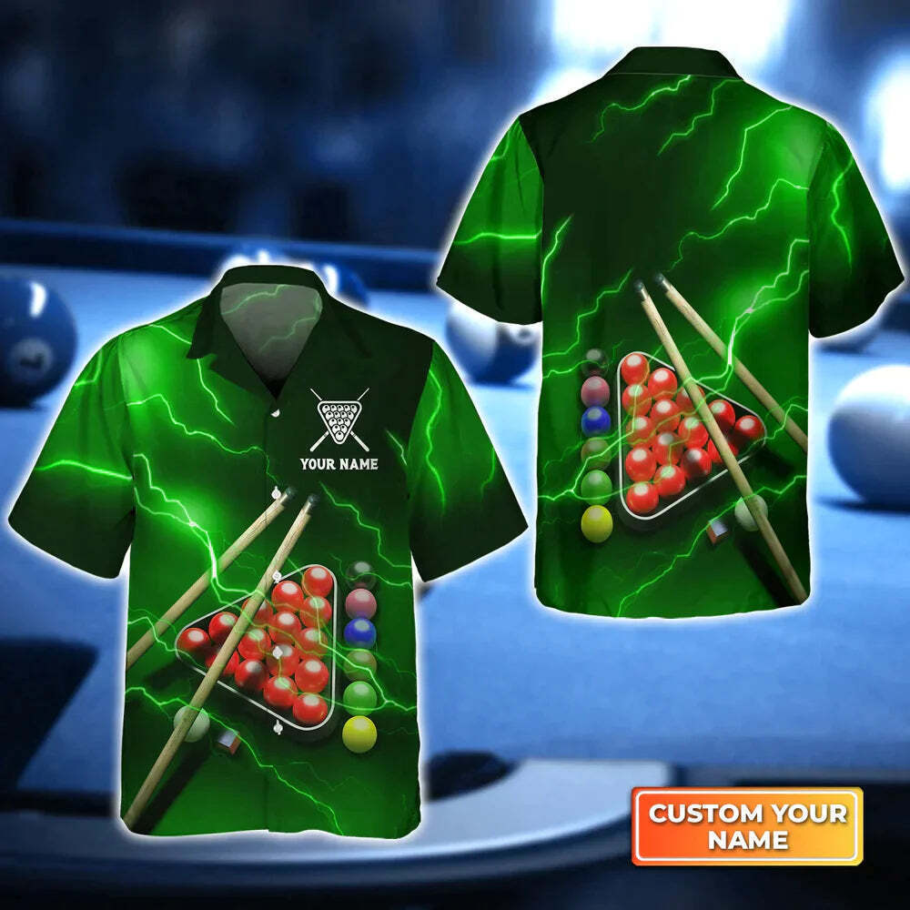 Snooker Thunder Lightning 3D Hawaiian Shirt Billiard team shirt Billiard shirt f
