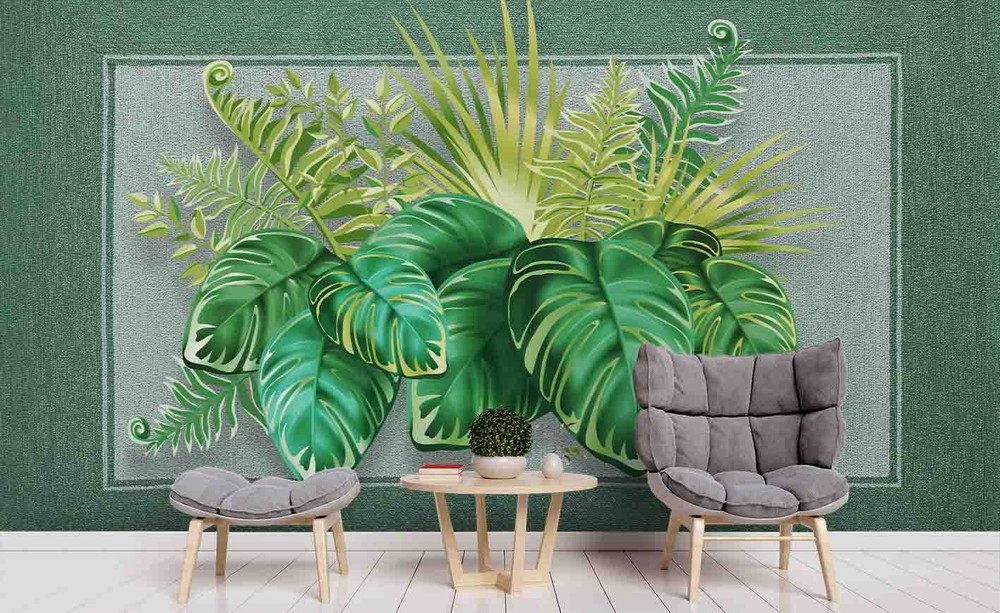 3D Tropical Plants Leaves Illustration Wall Murals Wallpaper Murals Wall Sticker