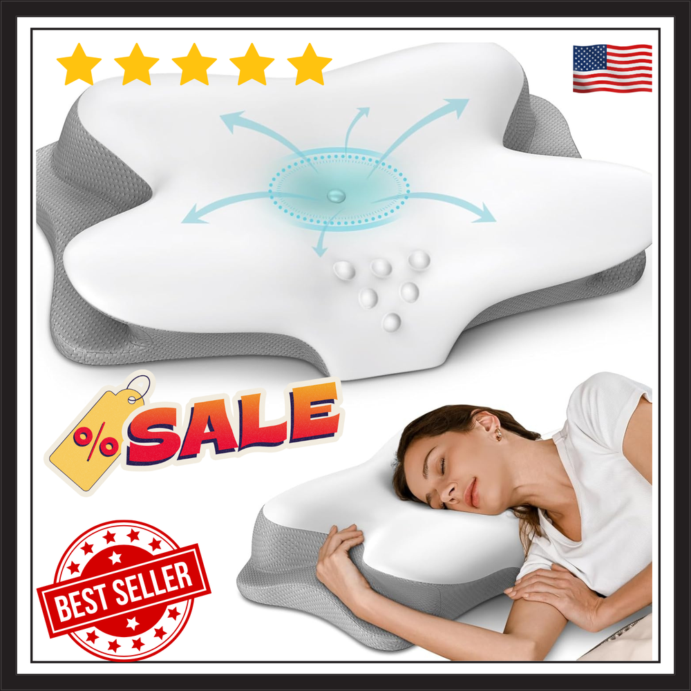 Yodo-Ergo Cervical Neck Pillow for Sleeping Ergonomic Pillow Contour Neck Supp