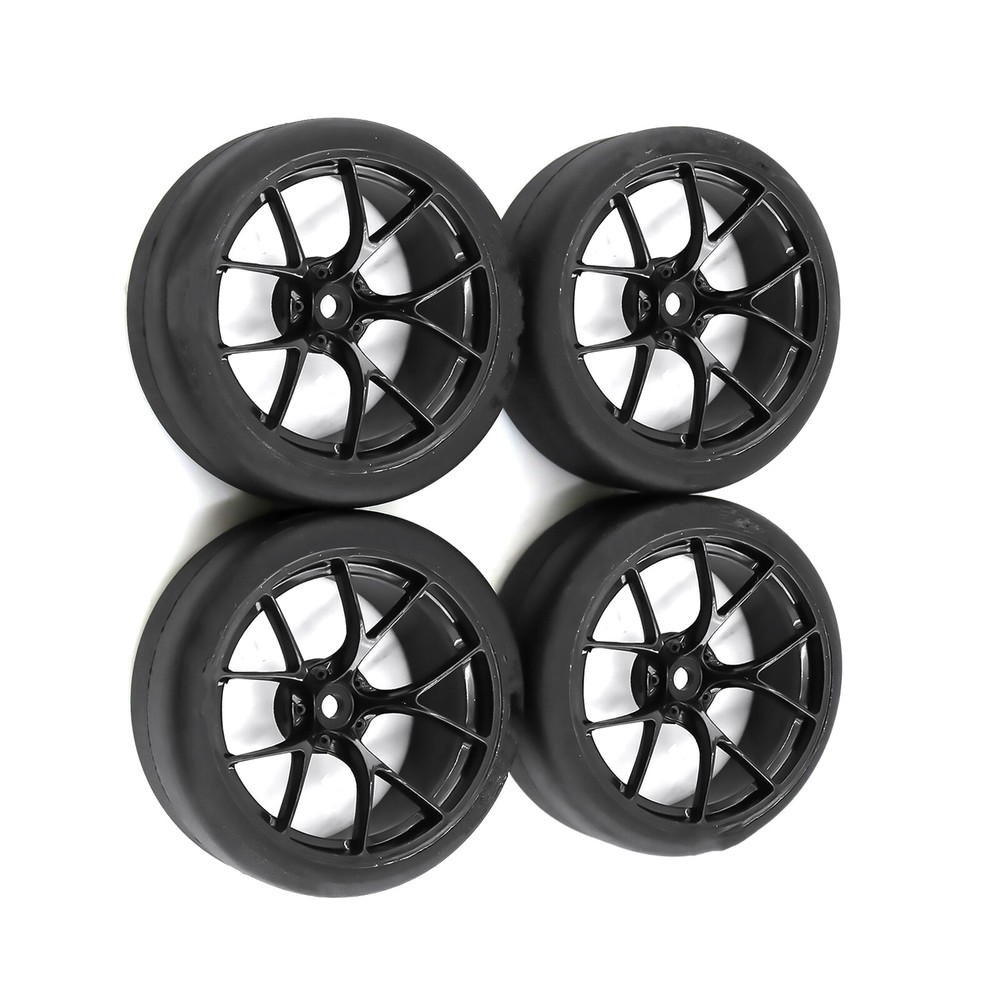 4Pcs Tires & Wheels Rims for Tamiya TT01 TT02 XV01 HPS HPI 1/10 RC Car