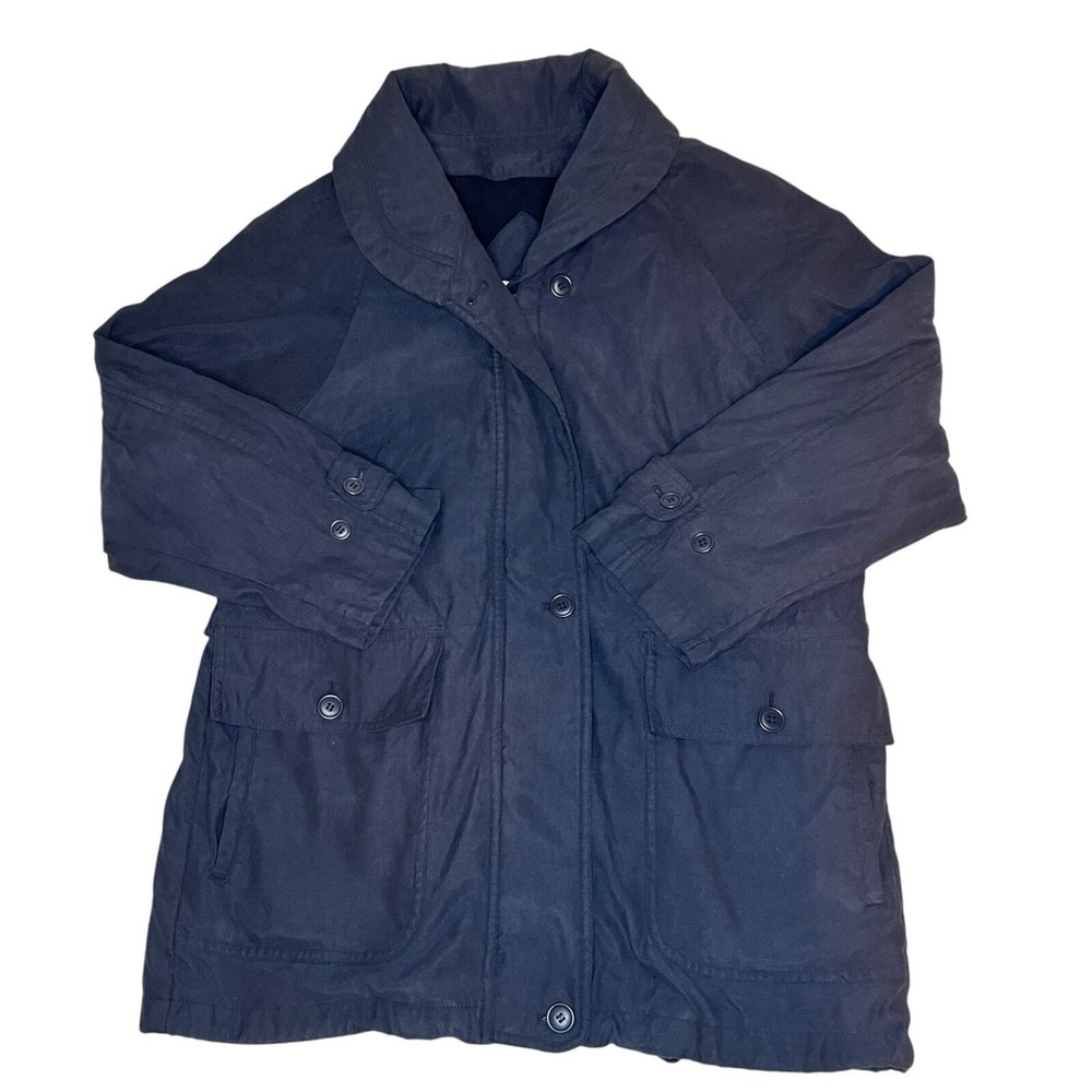 London Fog Women's Navy Water-Resistant Rain Coat Jacket