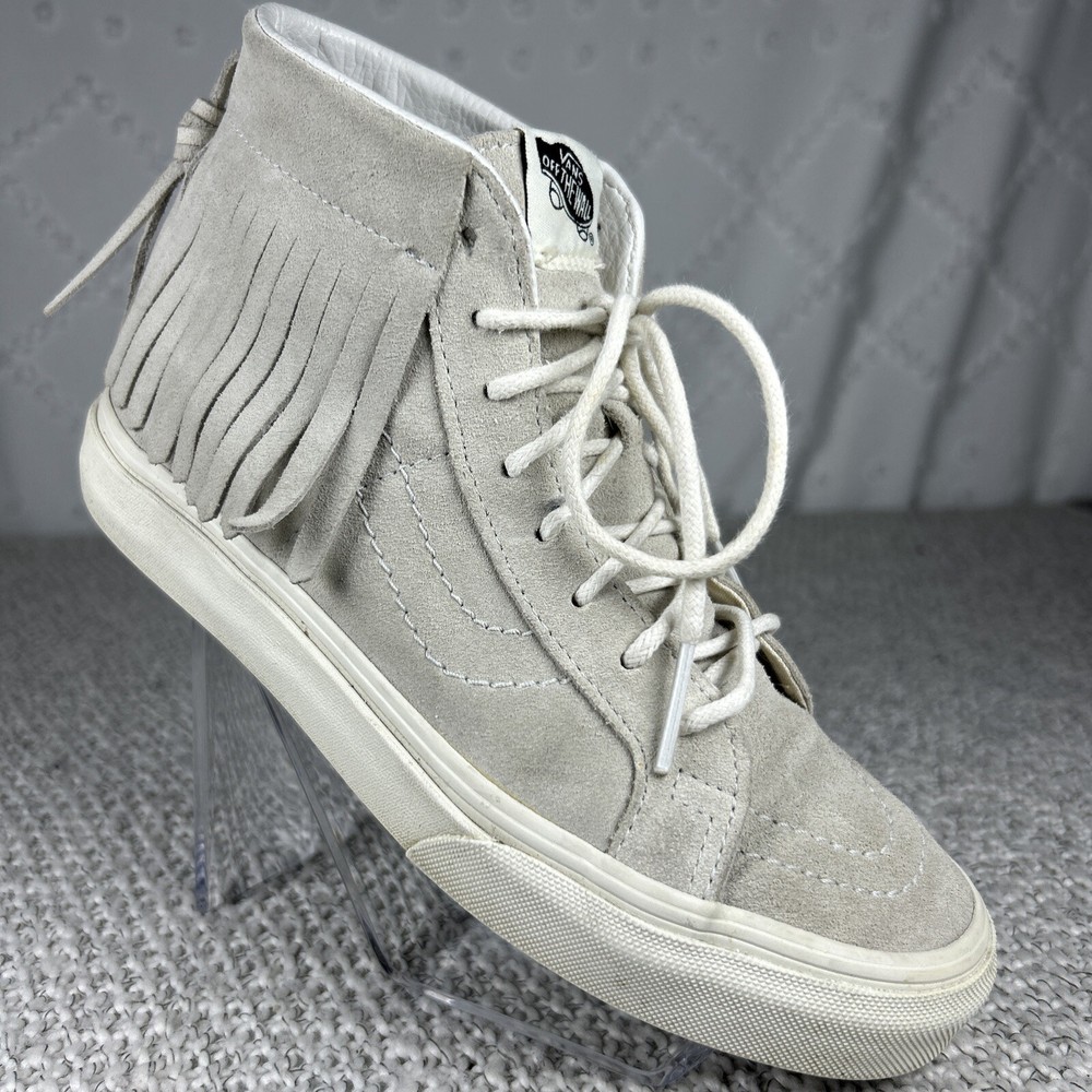 Rare VANS SK8-Hi Native Fringe Sneaker 5/6.5 Gray Leather Sneaker Skateboarding
