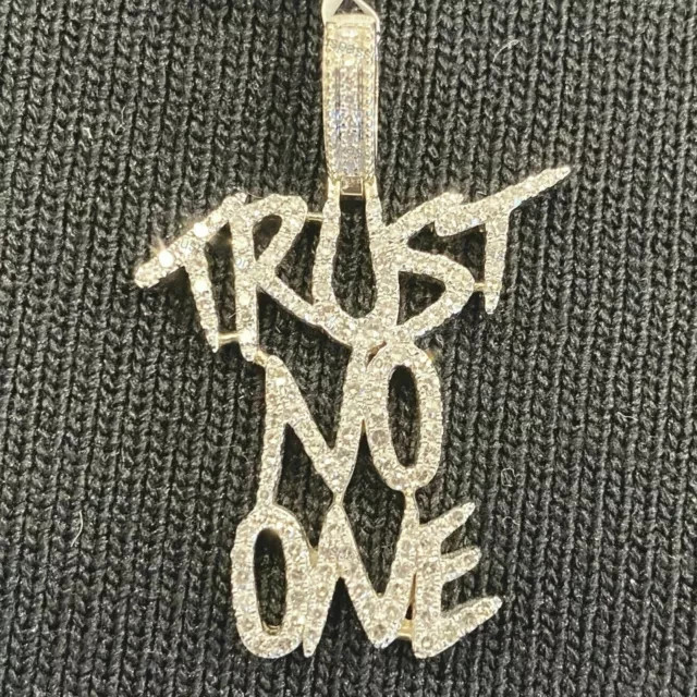 2CT Round Lab-Grown Diamond Men's Custom Name Pendant in 925 Silver