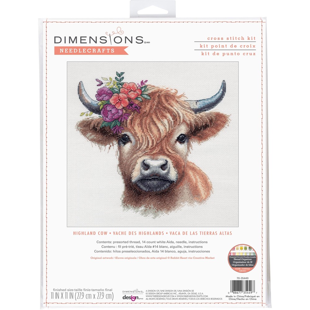 70-35449 Highland Cow Counted Cross Stitch Kit, 11