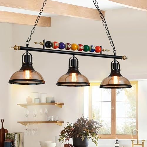 Retro Billiard Pendant Lights for Pool Tables 7-8 Foot Hanging Island Fixture