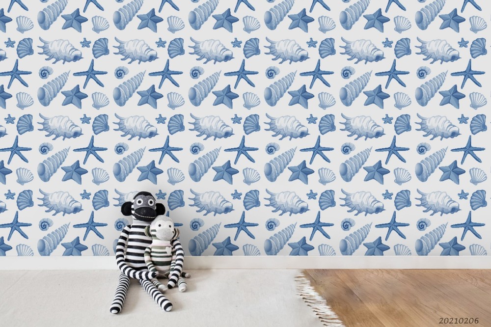3D Starfish Seashells Pattern Wall Murals Wallpaper Murals Wall Sticker 5