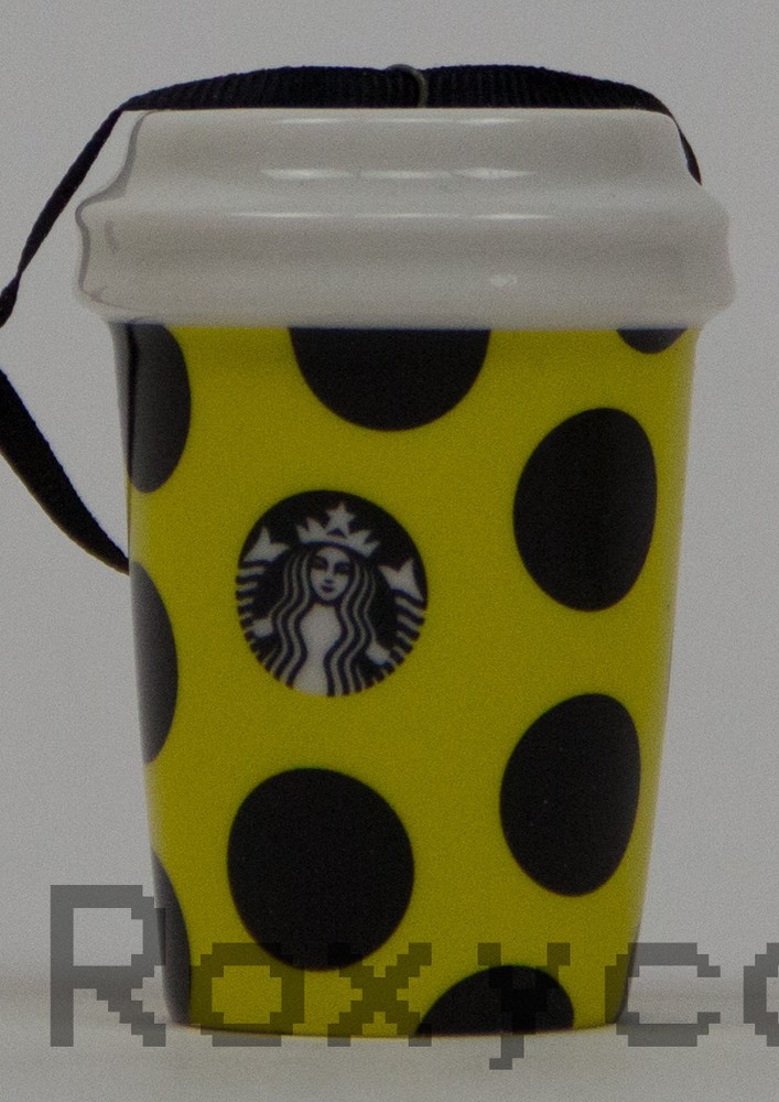 2015 Starbucks Holiday Yellow Citron Polka Dot Christmas Tree Ornament NWOT