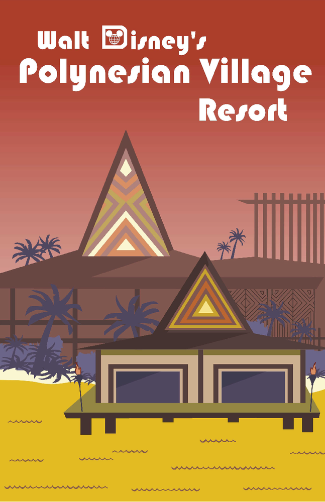 Disney Polynesian Village Resort DVC 13x19 Satin Art Print