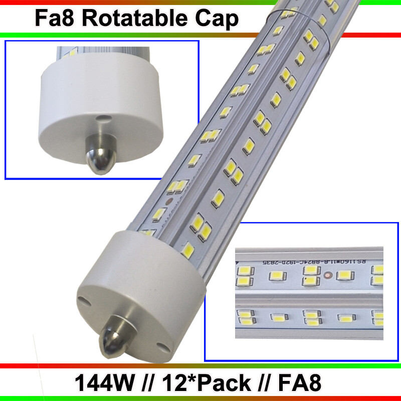 12PC 144W T8 8FT FA8 Led Tube Light Bulbs Single Pin 8Foot Led Shop Light 6500K